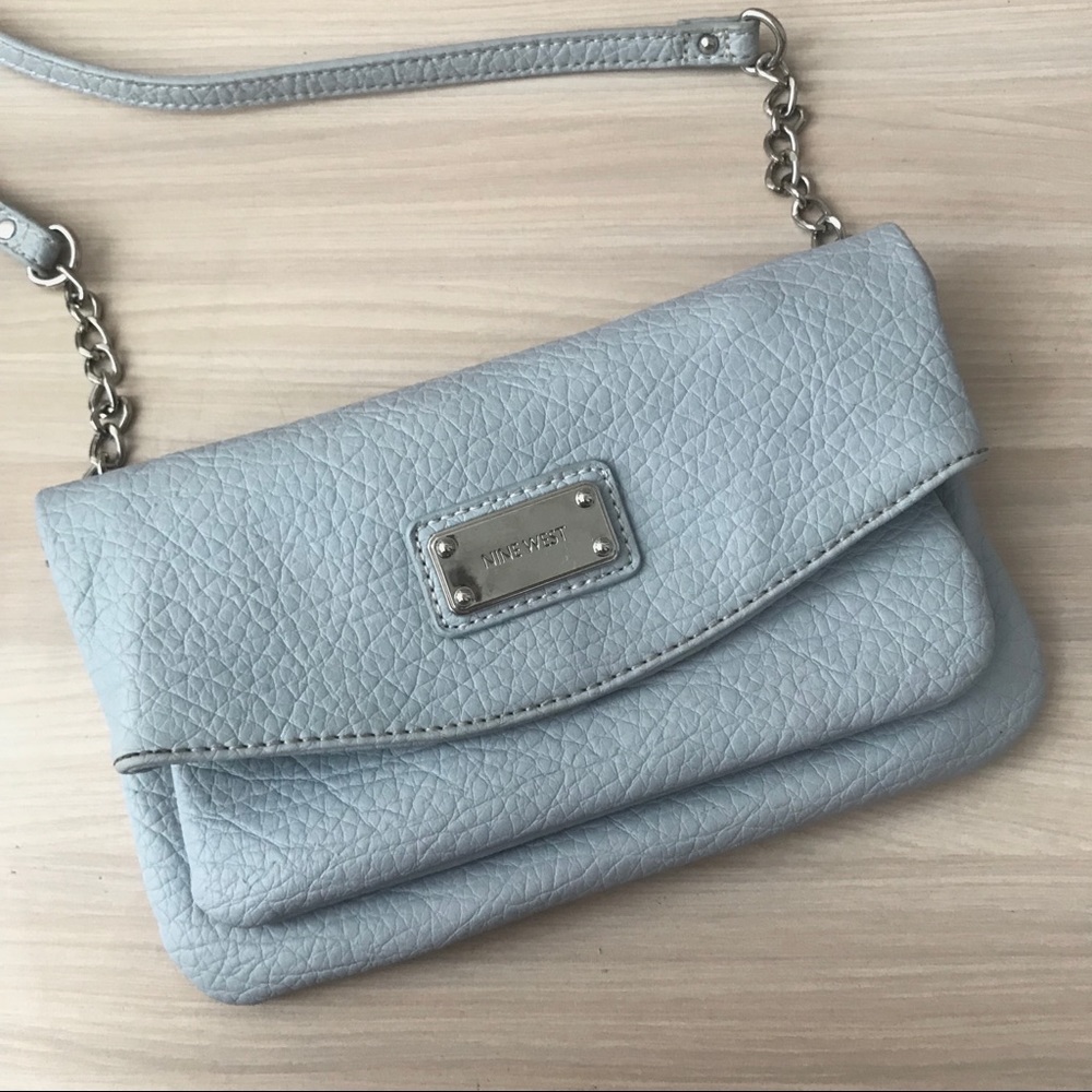 NINE WEST Pastel Blue Tunnel Crossbody Purse